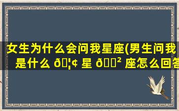 女生为什么会问我星座(男生问我是什么 🦢 星 🌲 座怎么回答)